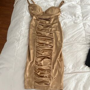 Nookie Gold Satin Midi Dress